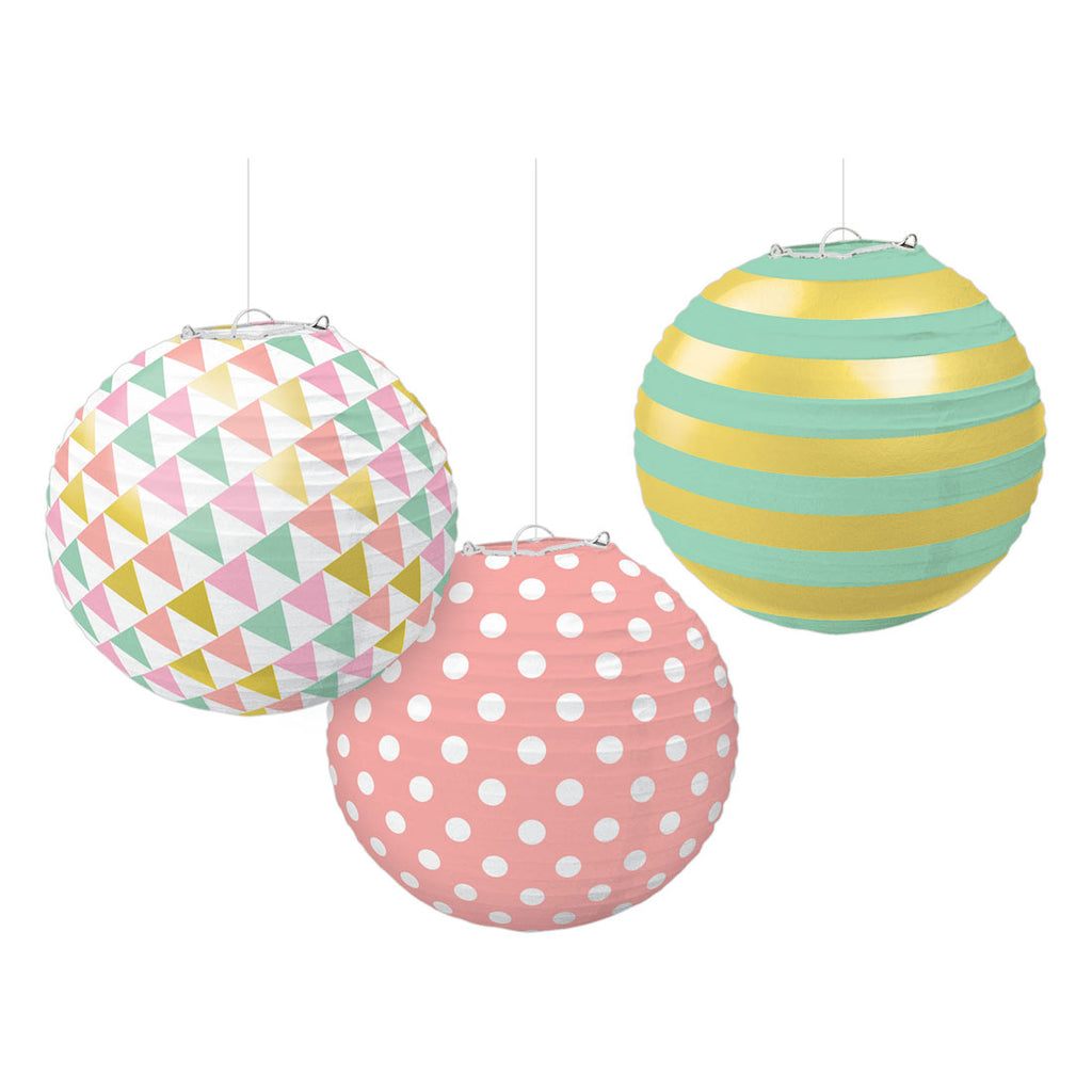 Pastel Color Theme Party 3 Hanging Lanterns