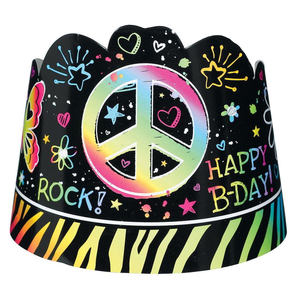 Neon Girl Birthday Paper Tiara Party Favors