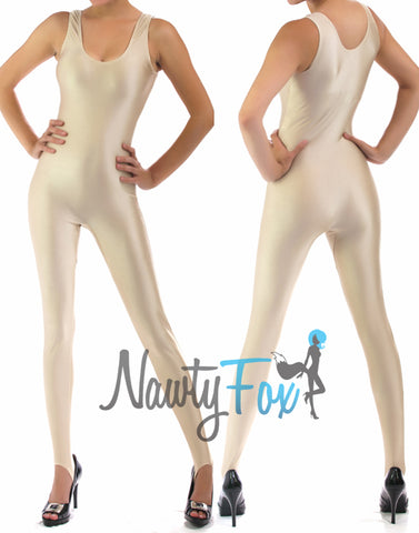 Silver Metallic Wet Look Fetish Super Hero Bodysuit Catsuit Costume