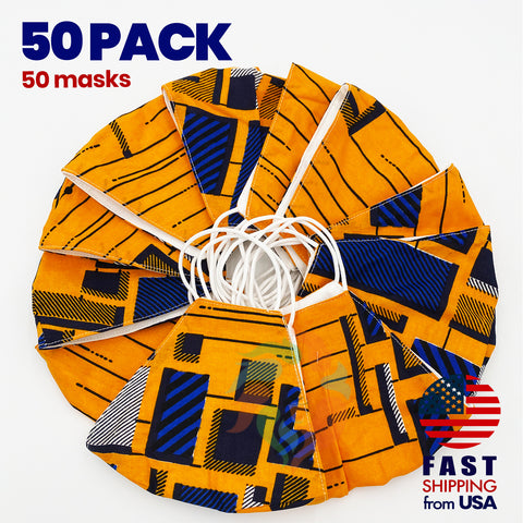 [50 BAG] African Print Cotton Wax Face Mask-F703