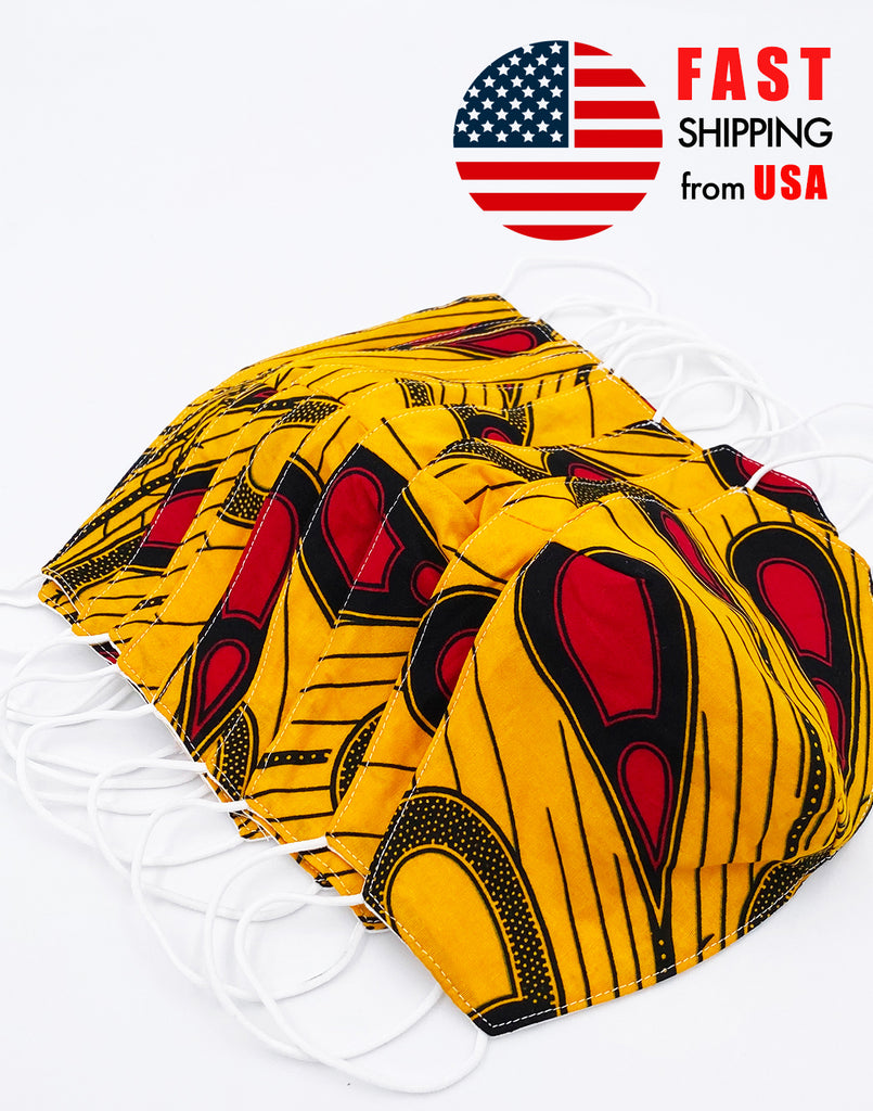 African Print Cotton Wax Cloth Face Mask-F771