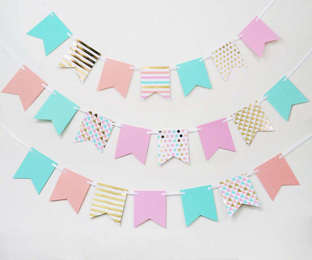 Pastel Color Theme Party Mini Pennant Banner