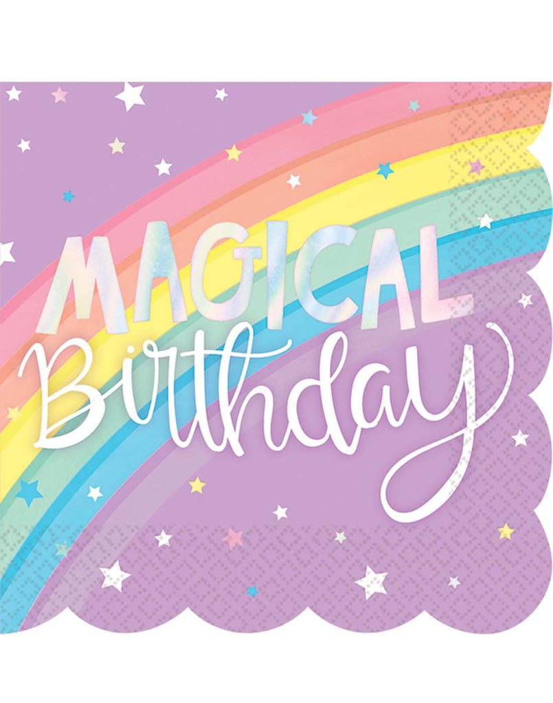 Magical Rainbow Birthday Scalloped Beverage Napkins