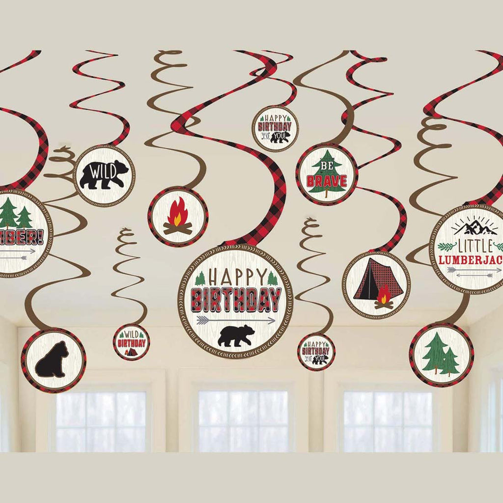 Little Lumberjack Birthday Spiral Hanging Decorations