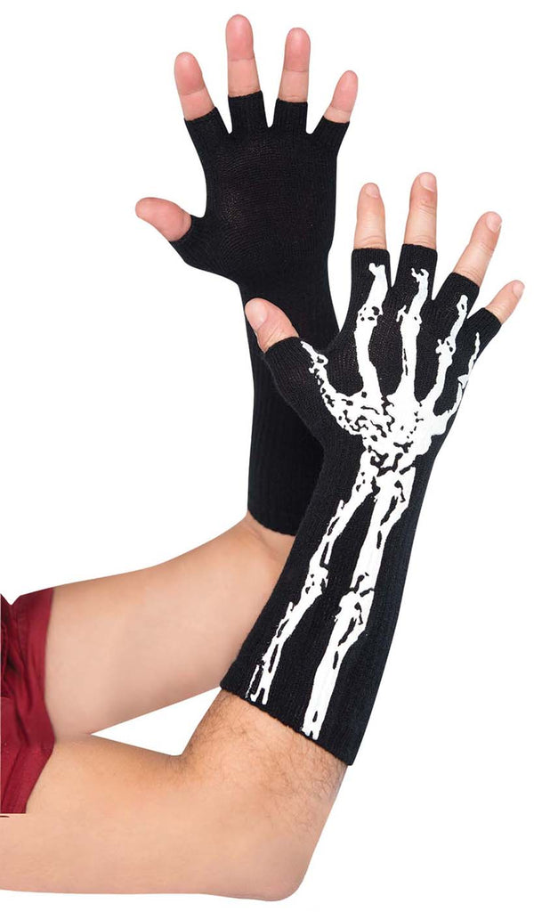 Skeleton Adult Fingerless Gloves