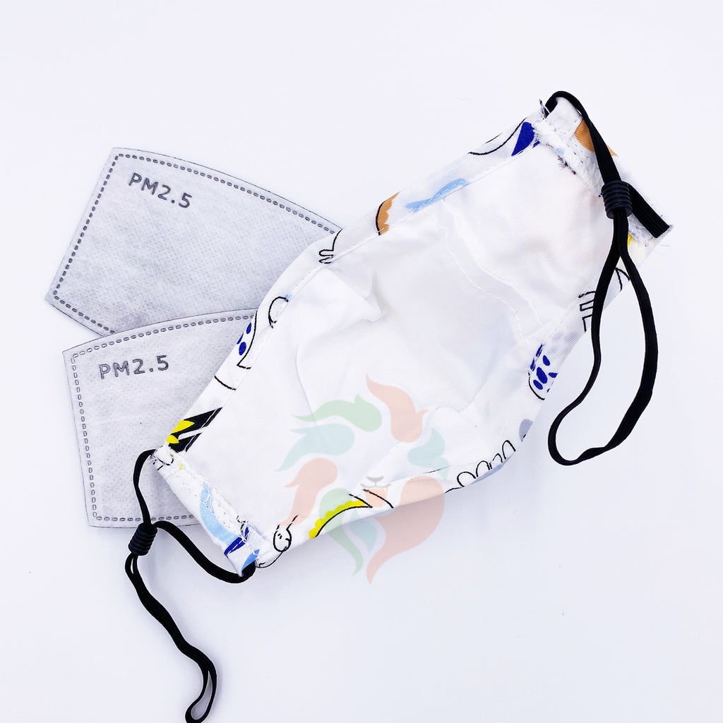 Dinosaurs Kids Cotton Valve Mask with Filters