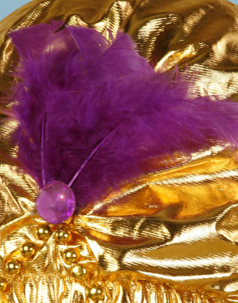 Gold Sultan Turban With Attached Beads