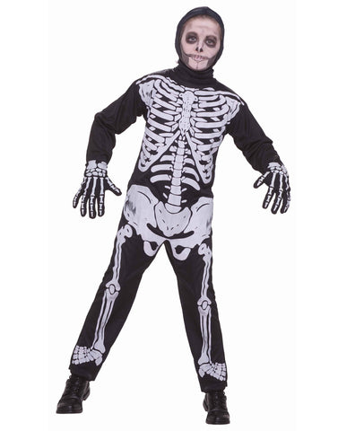 Black Adult Hooded Skeleton Cape