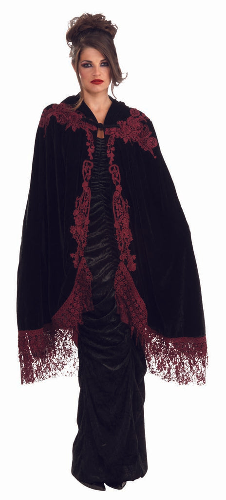 Vampiress Womens Lace Velvet Cape