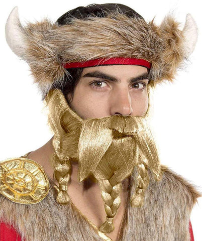 Viking Mens Blonde Moustache Beard Set