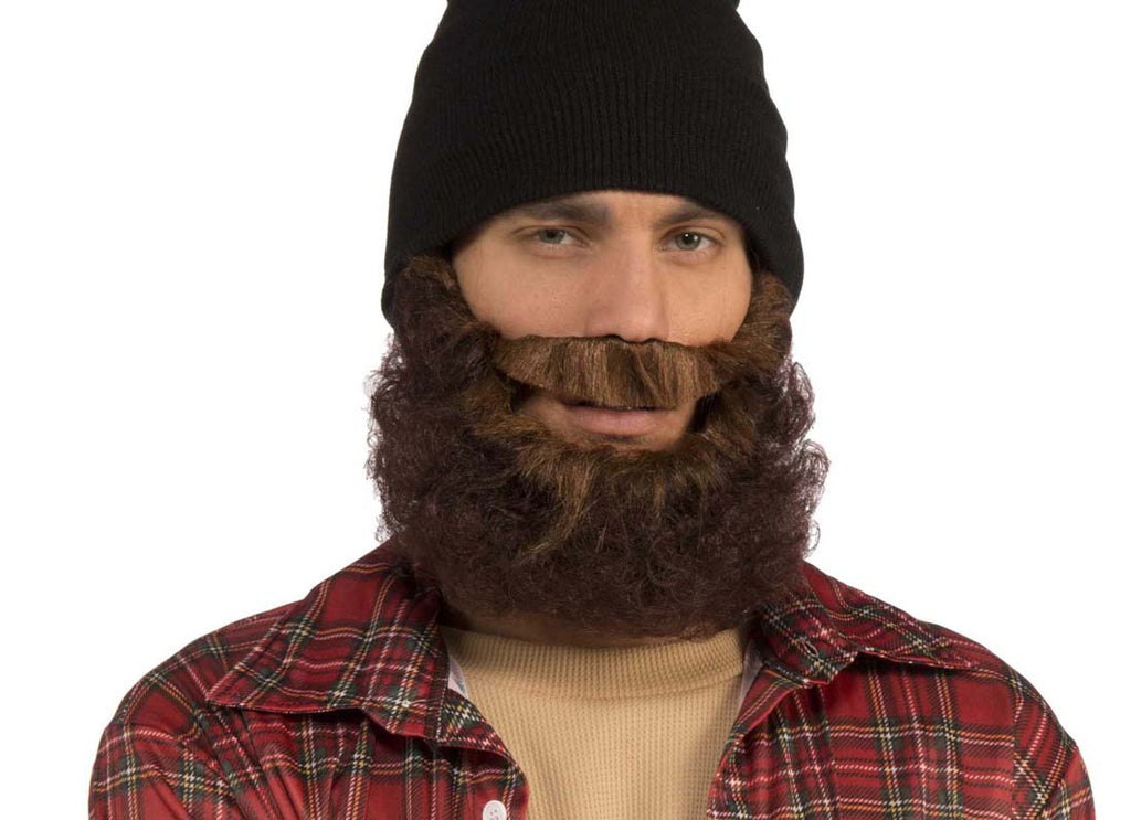 Black Adult Curly Beard & Moustache Set