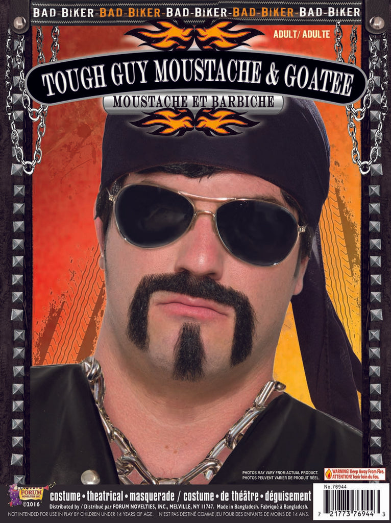 Tough Guy Adult Biker Moustache Goatee Set