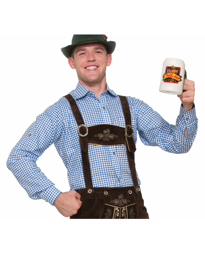Blue Lederhosen Mens Adult Shirt