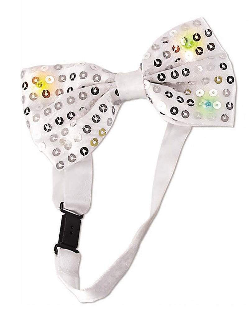 Light Up Silver Sequin Costume Bowtie
