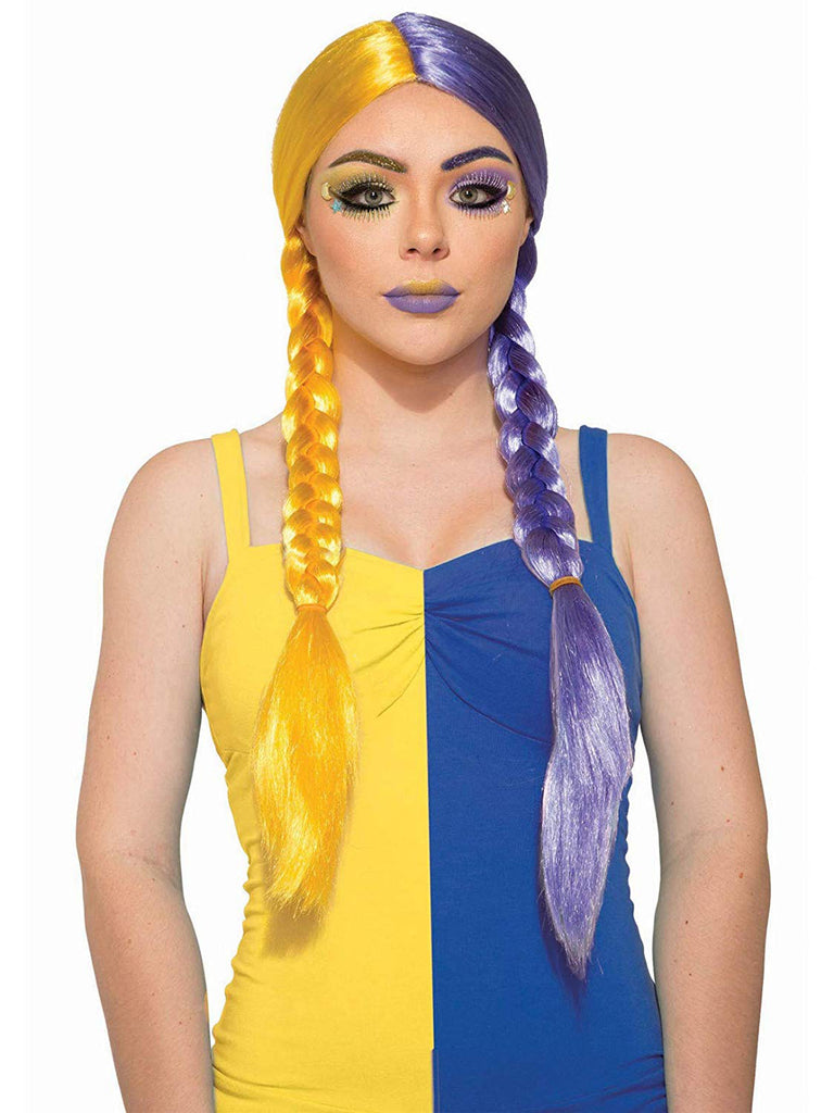 Yellow Purple Fantasy Adult Braided Wig