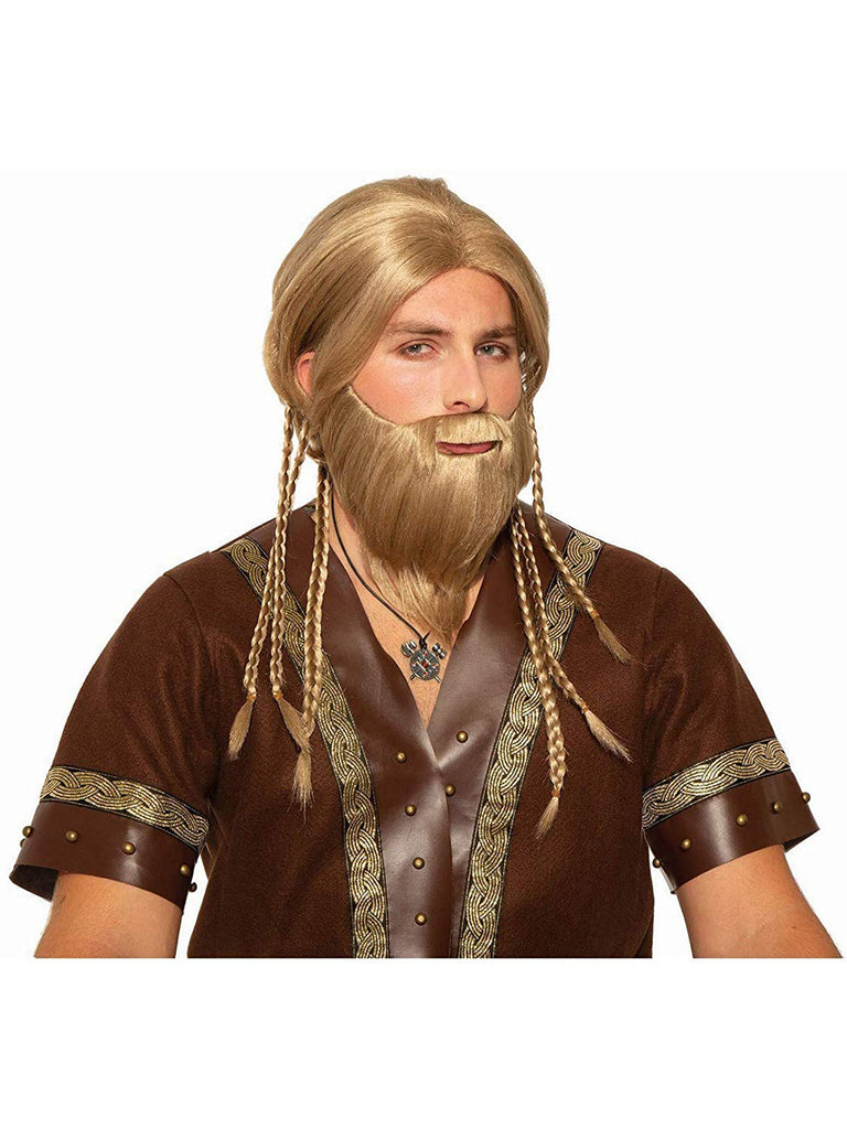 Viking Mens Blonde Moustache Beard Set