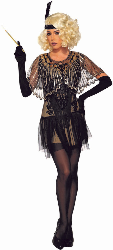 Roaring 20s Womens Black Sequin Shawl