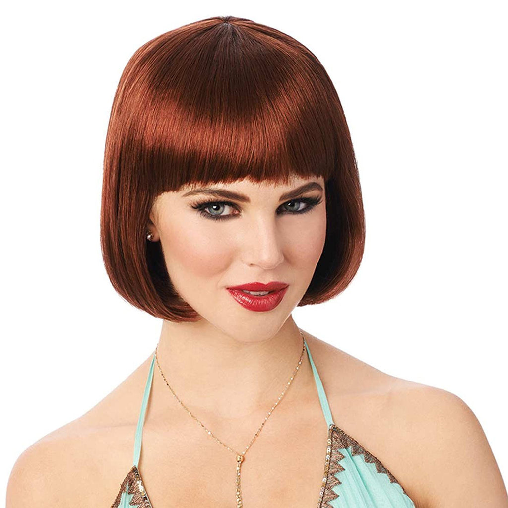 Short Straight Flapper Bob Womens 20's Red Costume Wig
