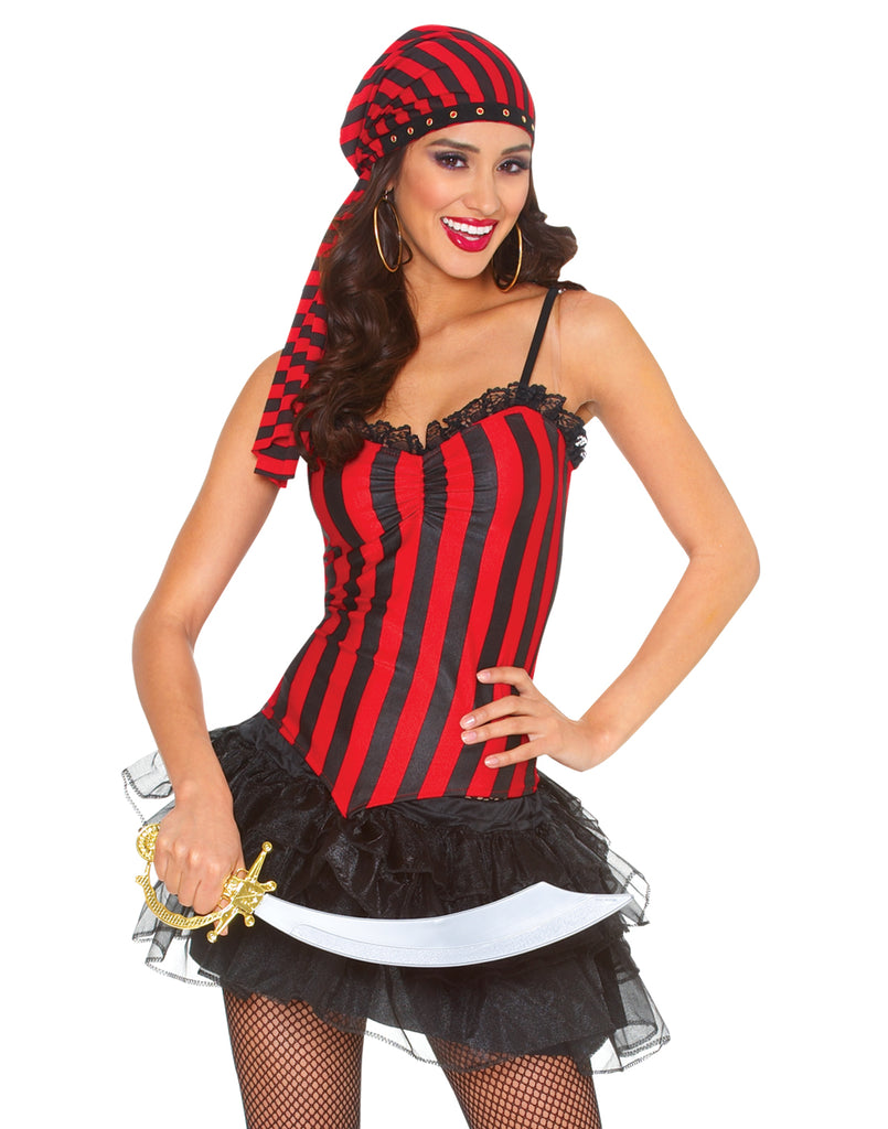 Striped Red & Black Corset Shirt