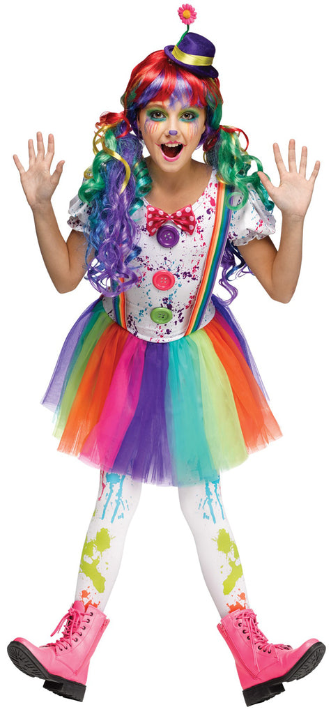 Crazy Color Clown Girls Child Circus Costume