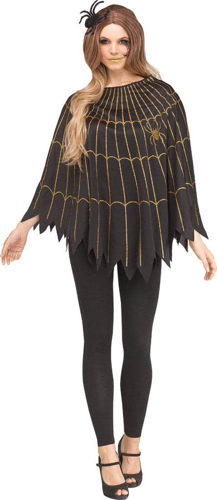 Gold Spiderweb Womens Witch Poncho