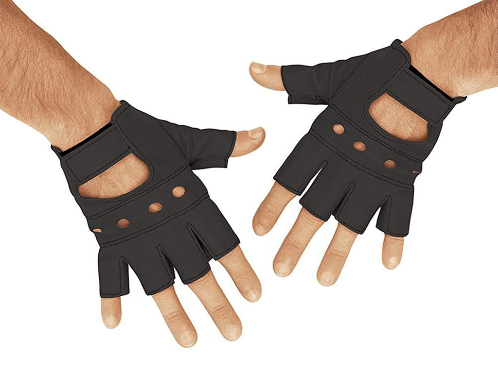 Biker Adult Black Costume Gloves