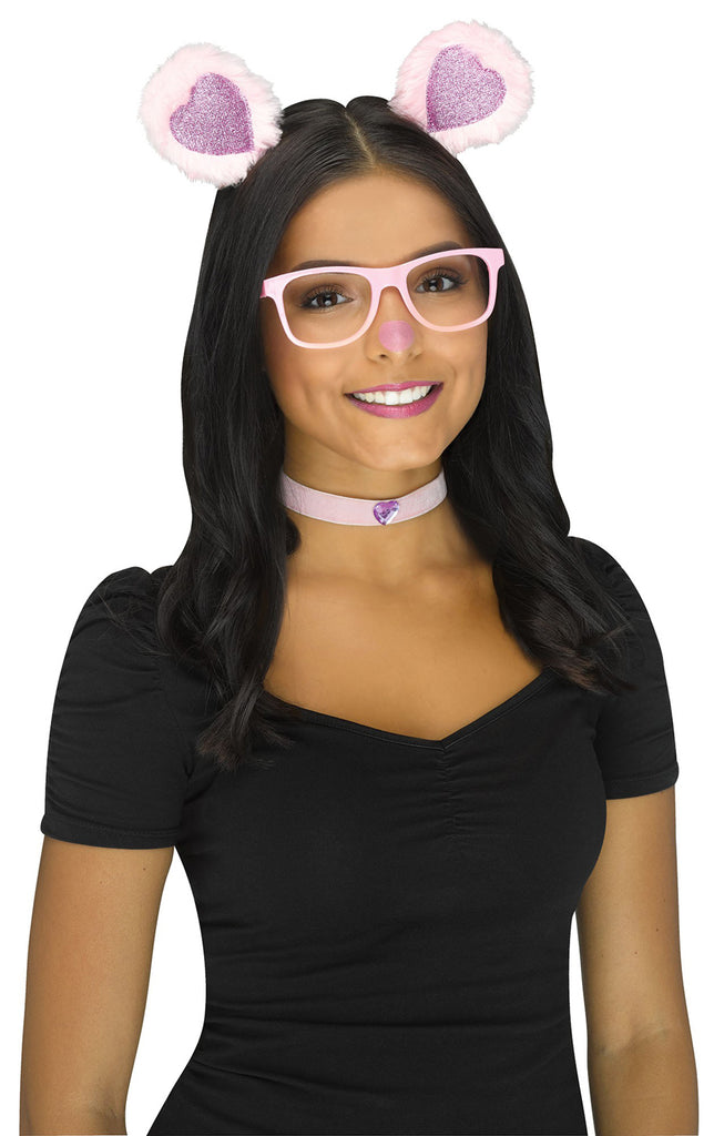 Pink Bear Animal Selfie Womens Accessory Set
