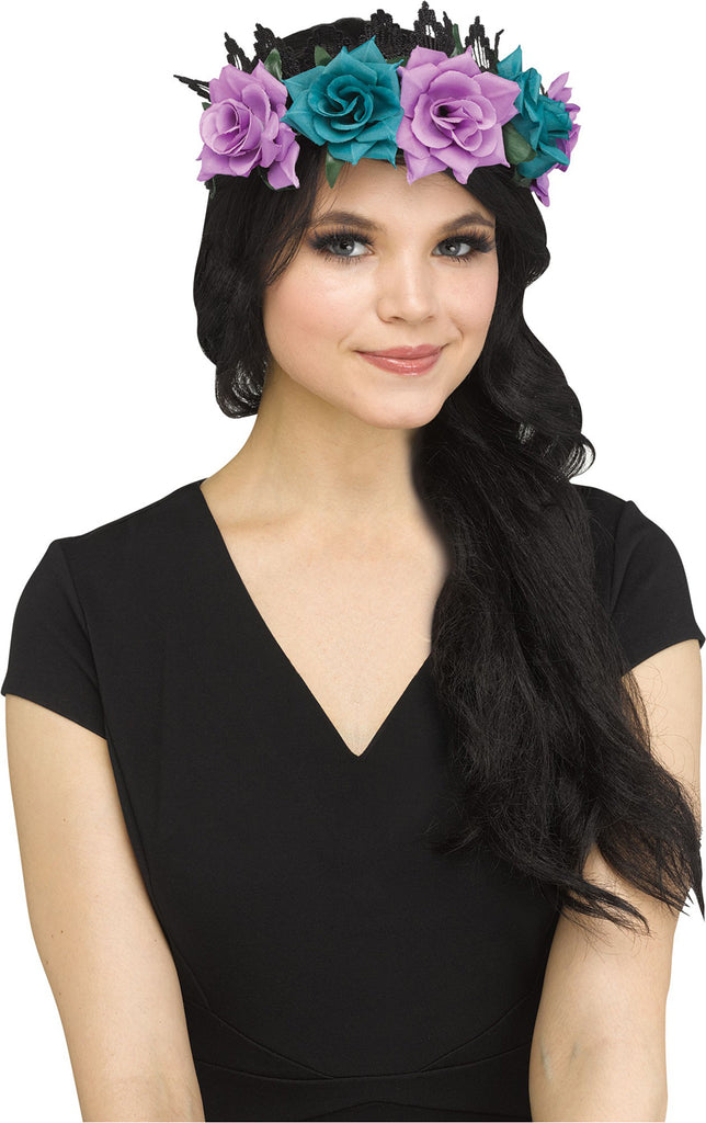 Black Purple Fantasy Womens Floral Crown