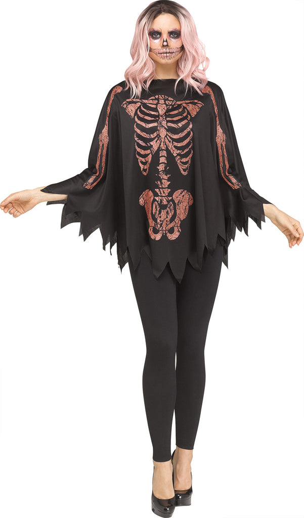 Rose Gold Glitter Skeleton Womens Poncho