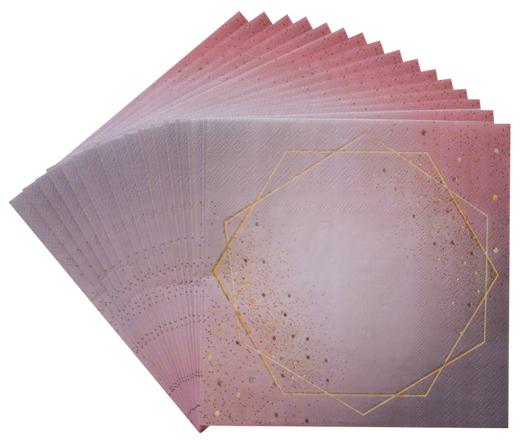 Rose Gold Ombre Girls Party Luncheon Napkins