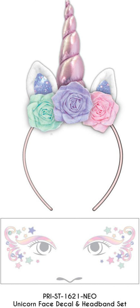 Unicorn Headband & Face Decal Set