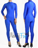 Shiny Spandex Blue Mock Neck Long Sleeve Unitard Bodysuit Costume Dancewear