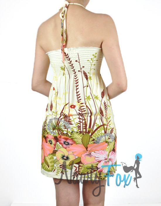 Tropical Halter Floral Mini Dress