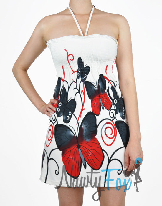 Halter Style Red Butterfly Dress