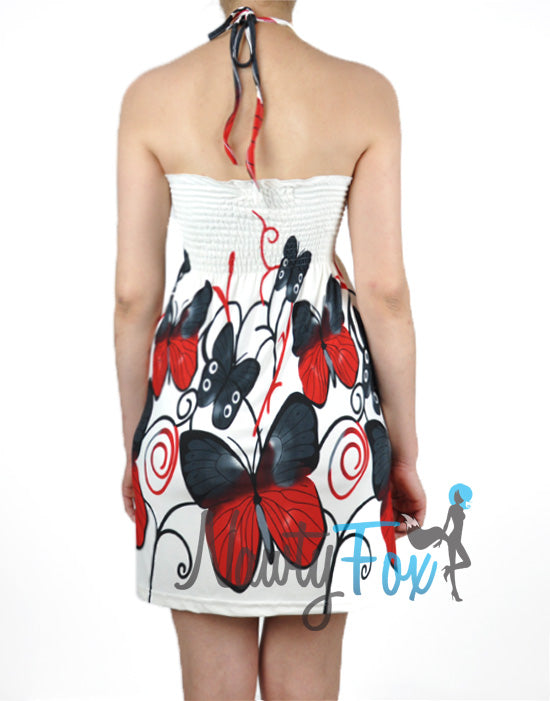 Halter Style Red Butterfly Dress