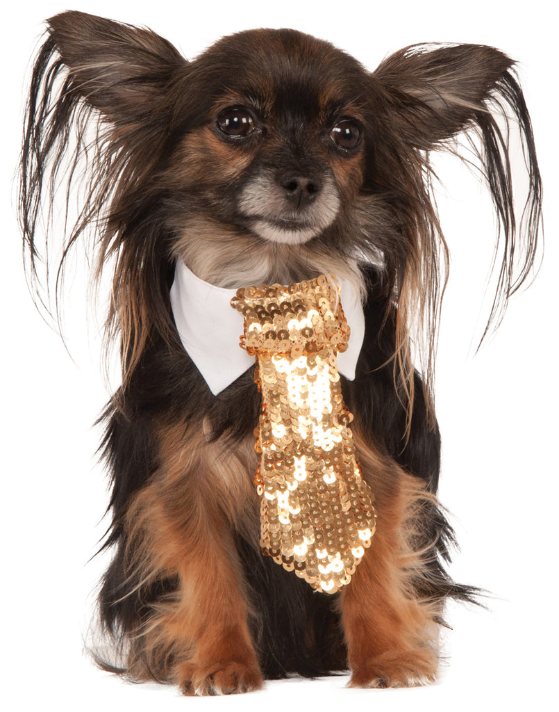 Gold Sequin Pet New Years Tie