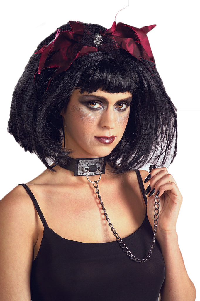 Vinyl Gothic Costume Choker With Chain