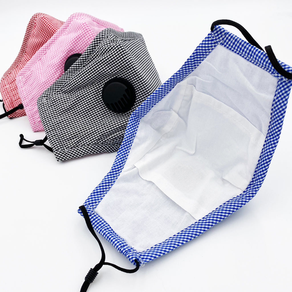 Plaid Cotton 3 Layer Mask with Valve + 2 Filters