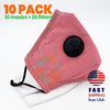 [10 PACK] Red Plaid Cotton 3 Layer Mask with Valve + 2 Filters