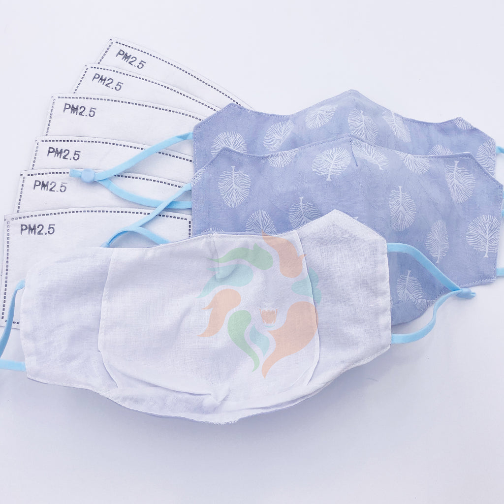 Tree Linen Cotton 3 Layer Mask PINK|PURPLE|BLUE|GRAY