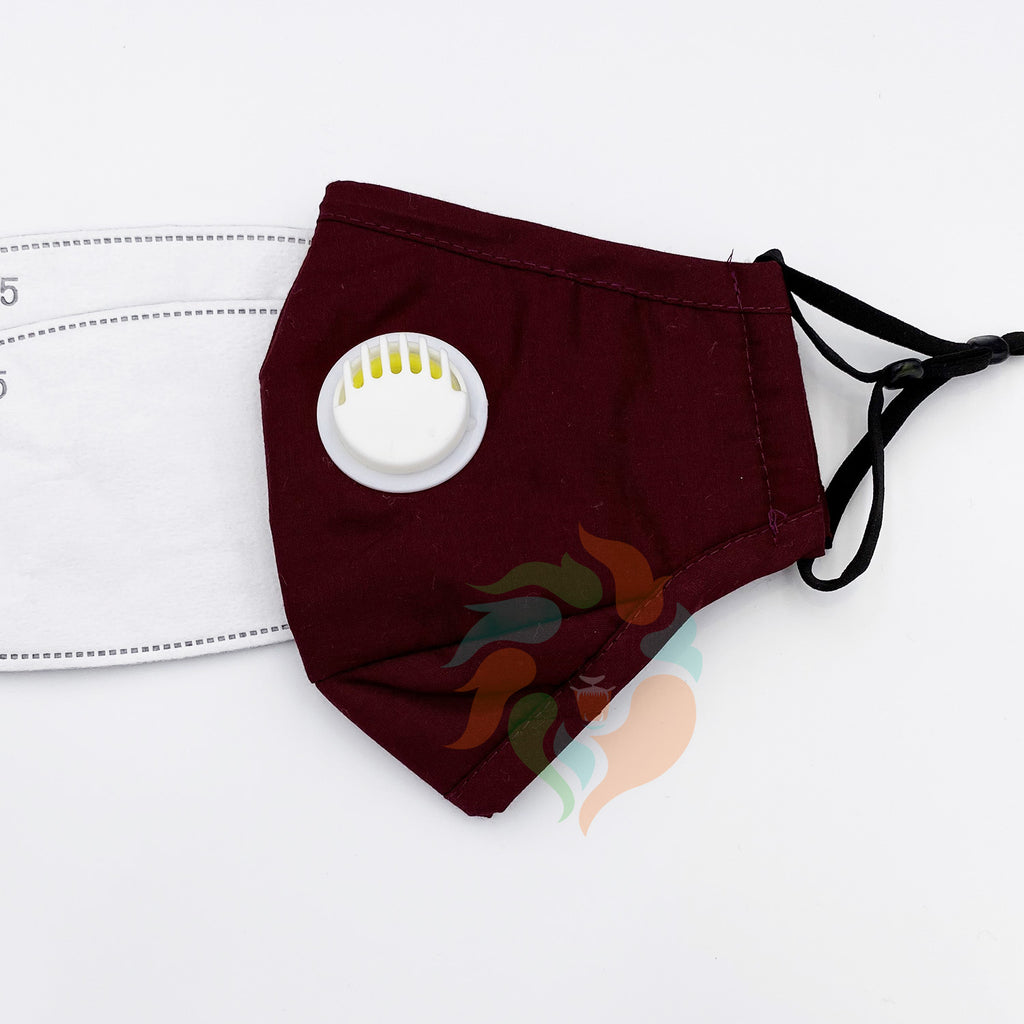 Cotton Face Mask with Valve BLACK|NAVY BLUE|BURGUNDY