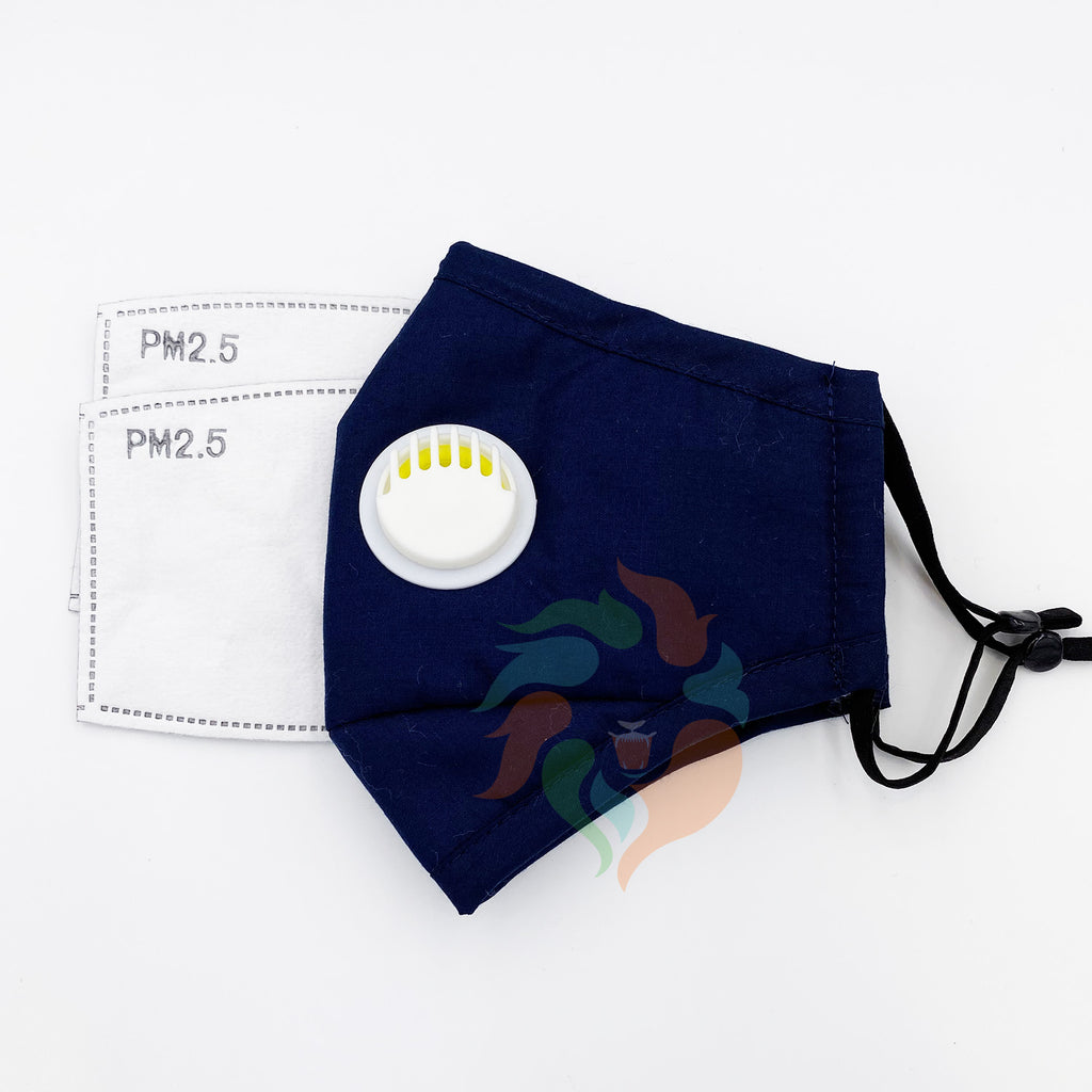 Cotton Face Mask with Valve BLACK|NAVY BLUE|BURGUNDY