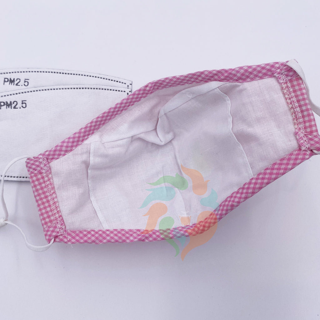 Plaid Cotton Face Mask with Valve + Filters