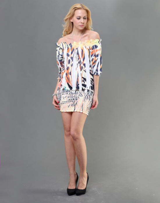 Orange Ruched Spring Dress