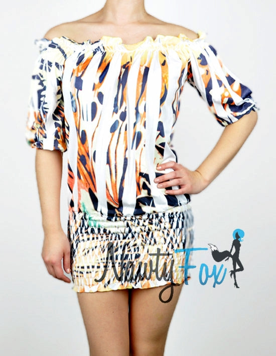 Orange Ruched Spring Dress