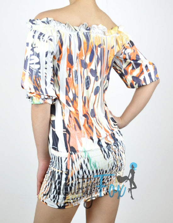 Orange Ruched Spring Dress