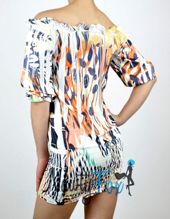 Orange Ruched Spring Dress