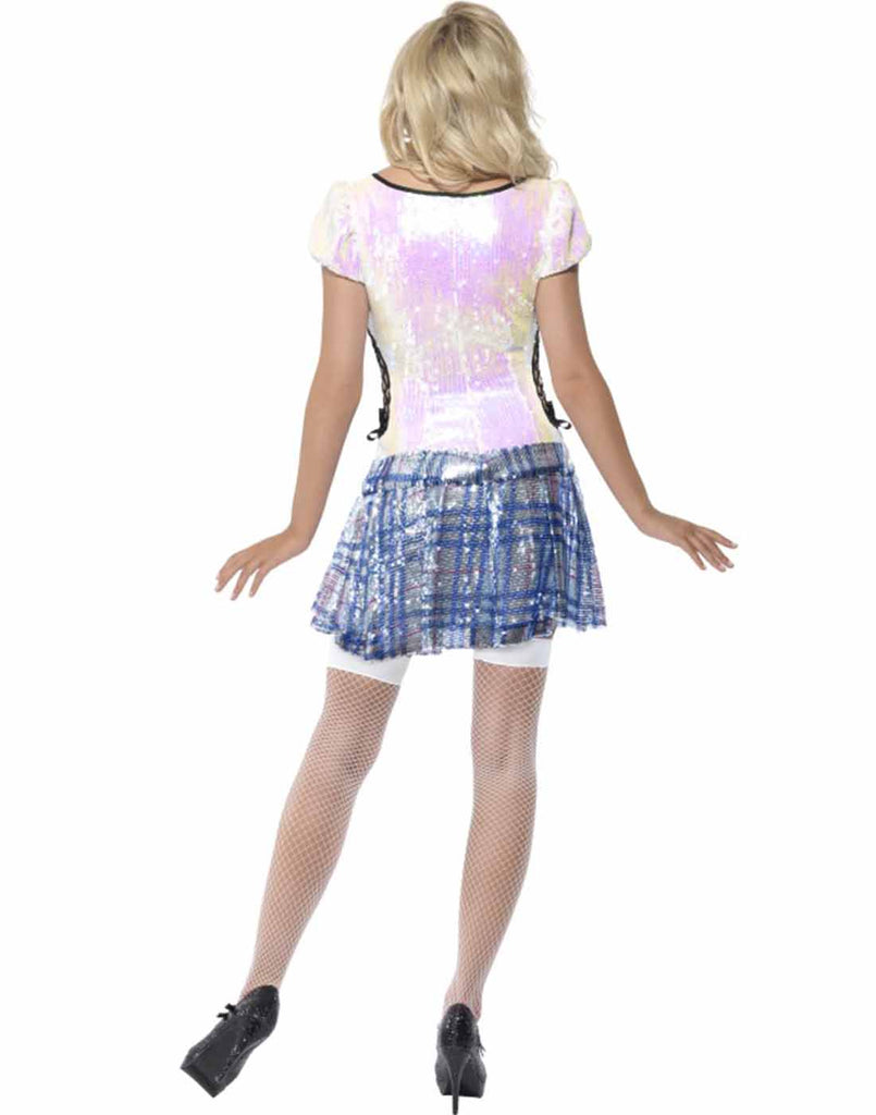 School Girl Sequins Plaid Dress Costume