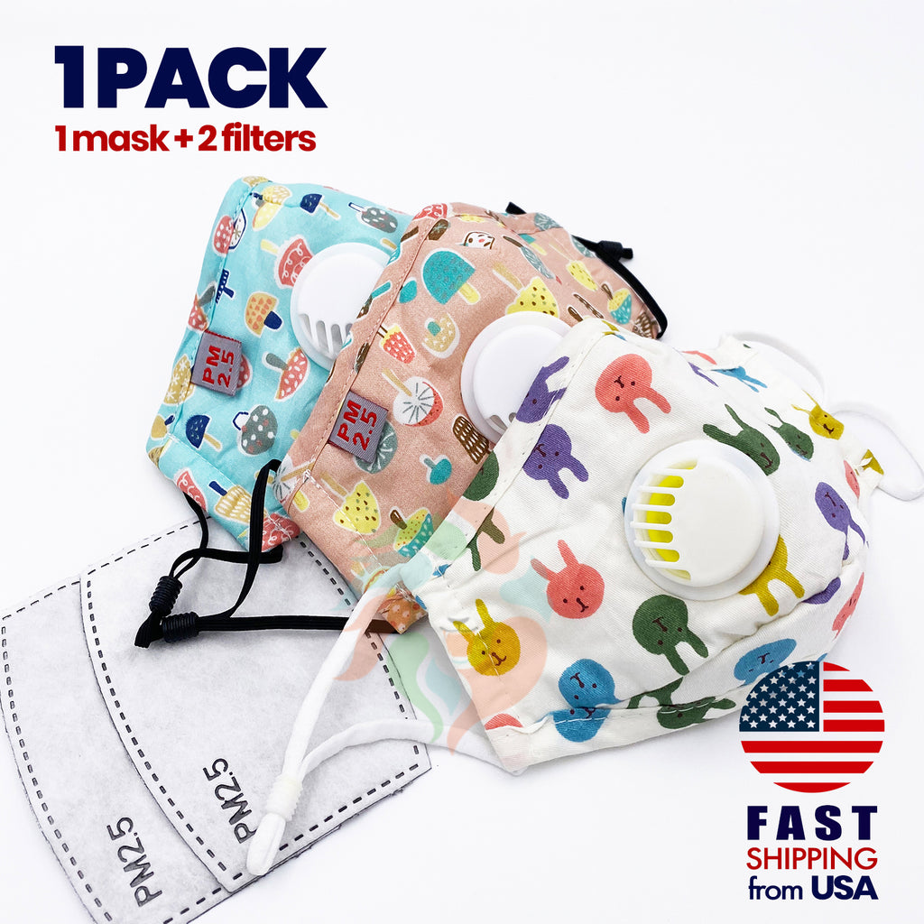 Kids Bunny Mushroom Print Cotton Mask