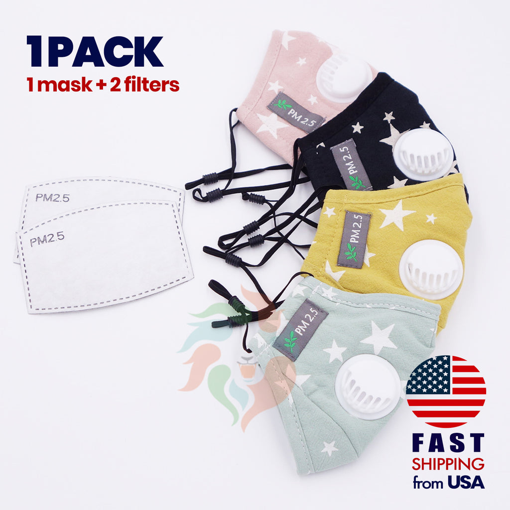 Stars Kids Cotton Valve Mask